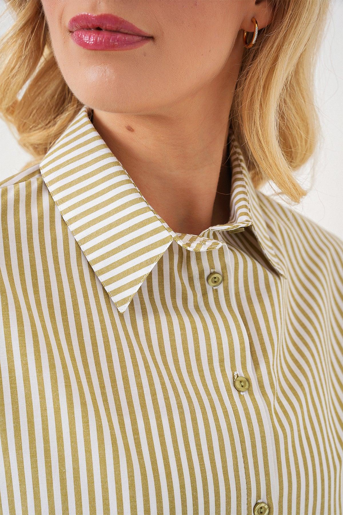 Chemise femme oversize rayée en coton 20332 - Justyol