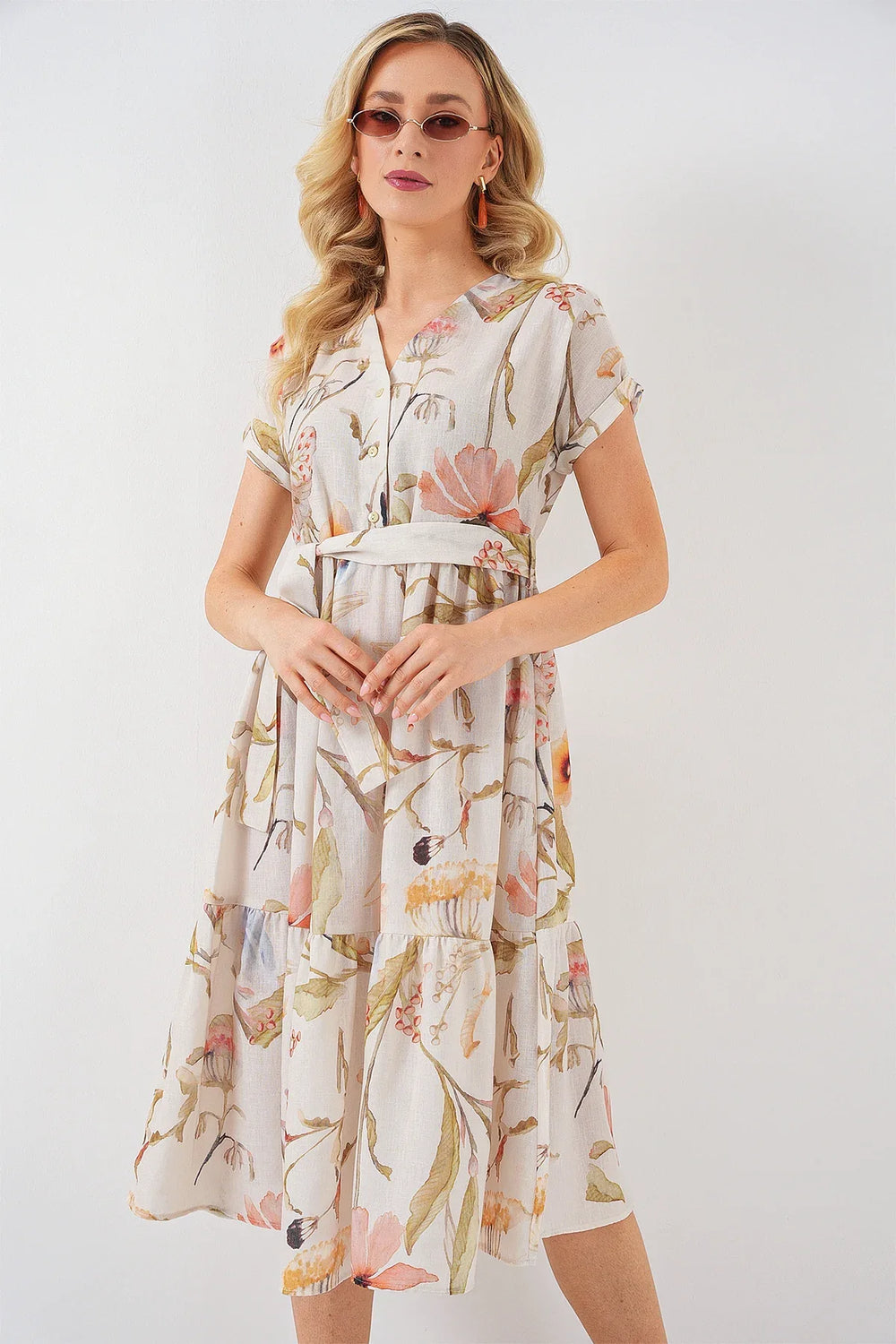 <tc>فستان نسائي منقوش بأكمام قصيرة 2558</tc>
