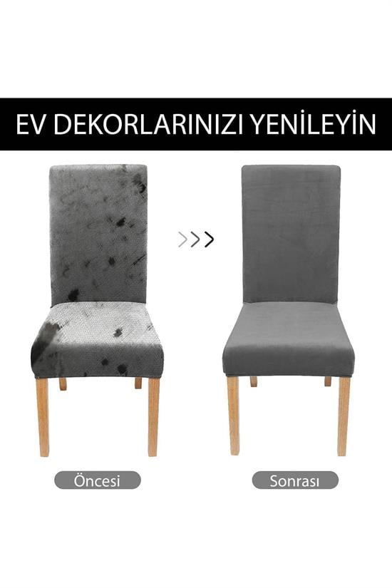 Housse de Chaise en Velours Lycra - Set de 4, Anti-Glisse, Lavable et Résistante