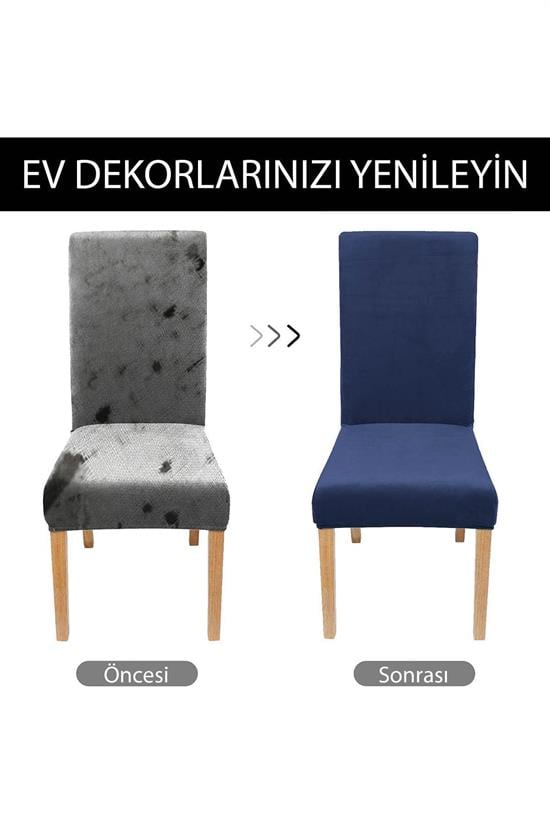 Housse de Chaise en Velours Lycra - Set de 4, Anti-Glisse, Lavable et Résistante