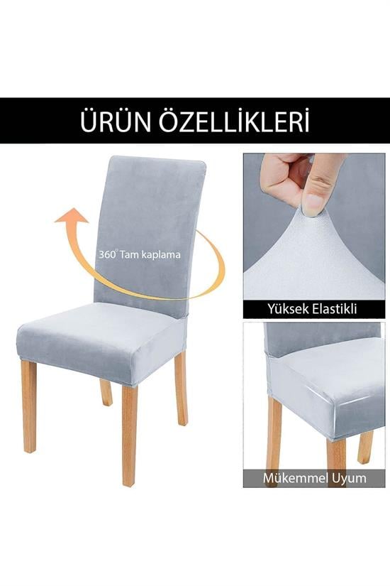 Housse de Chaise en Velours Lycra - Set de 4, Anti-Glisse, Lavable et Résistante