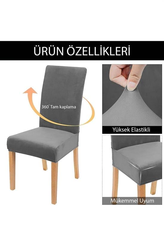 Housse de Chaise en Velours Lycra - Set de 4, Anti-Glisse, Lavable et Résistante