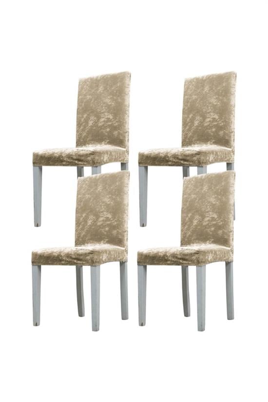 Housse de Chaise en Velours Lycra - Set de 4, Anti-Glisse, Lavable et Résistante