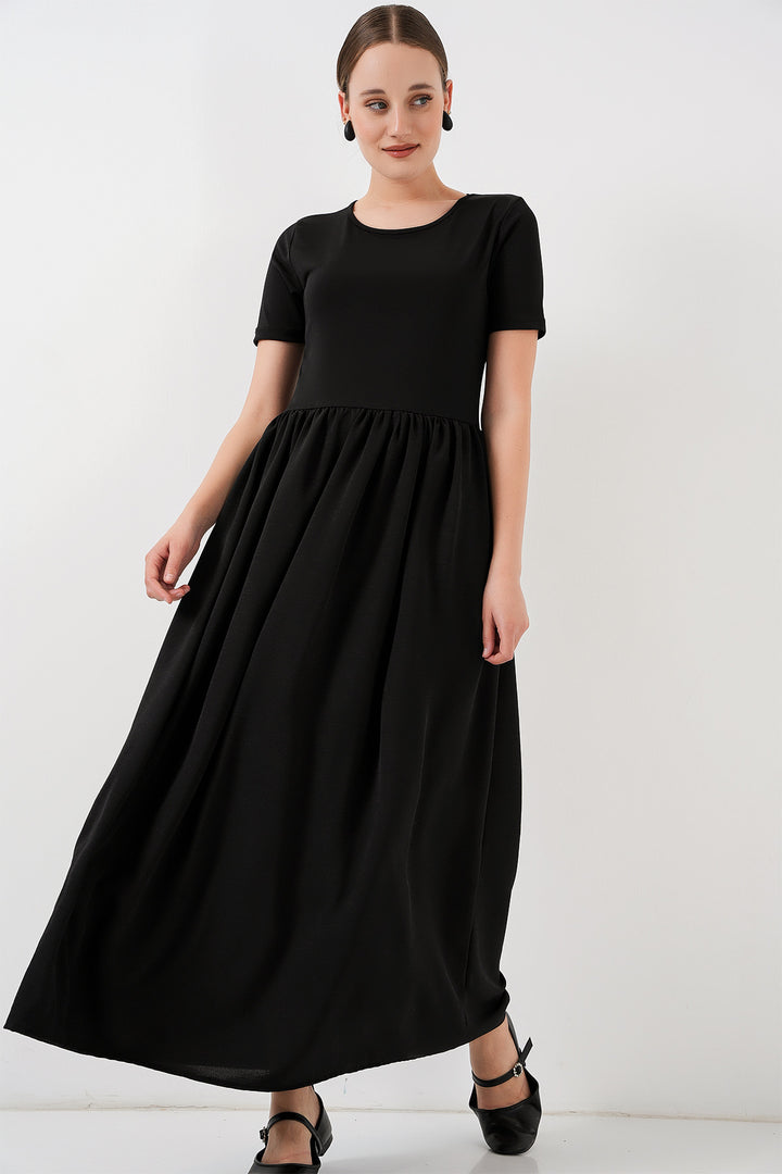 Robe Longue Femme Manches Courtes Fluide Chic 2551