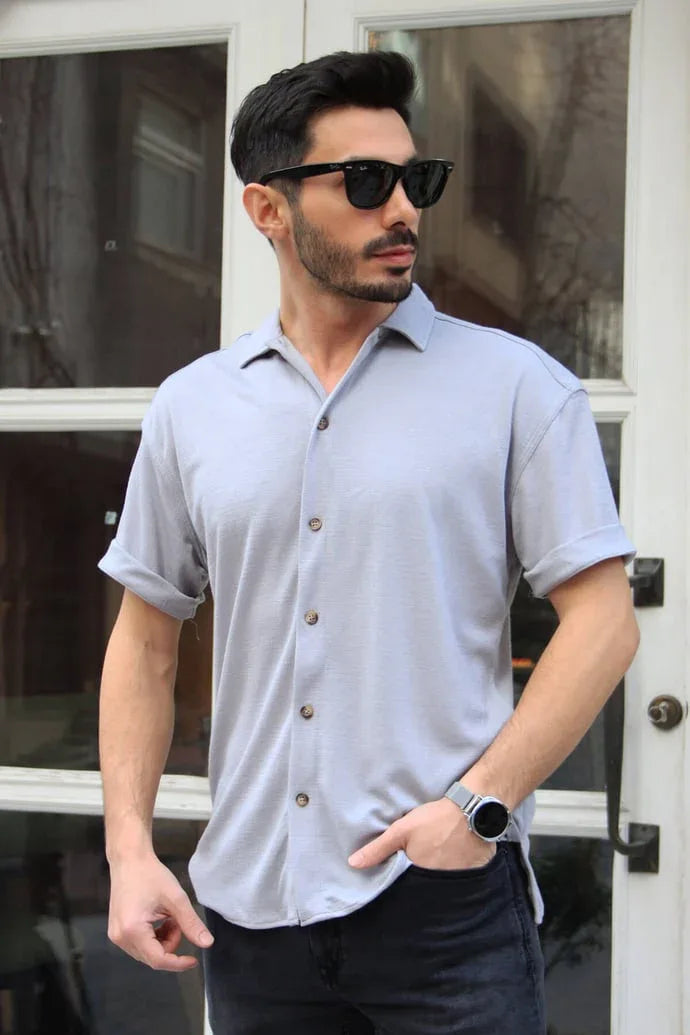 chemise homme manches courtes oversize - Justyol