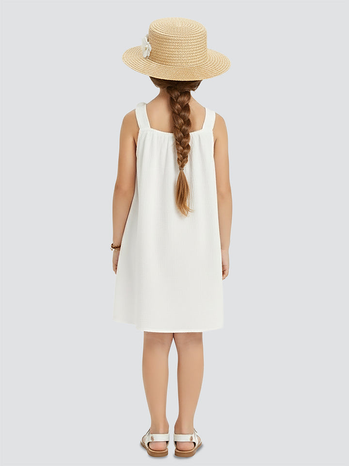 Robe Fille en Coton avec Fleur 3D – Robe Été Légère et Élégante