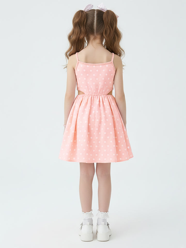 Robe Fille à Pois avec Nœud Élégant – Robe Été en Coton Popeline