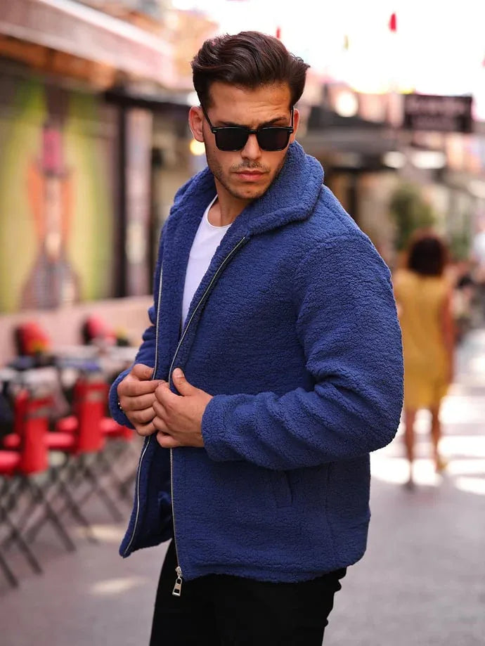 Veste homme en tissu peluche doux effet fourrure-40979 - Justyol