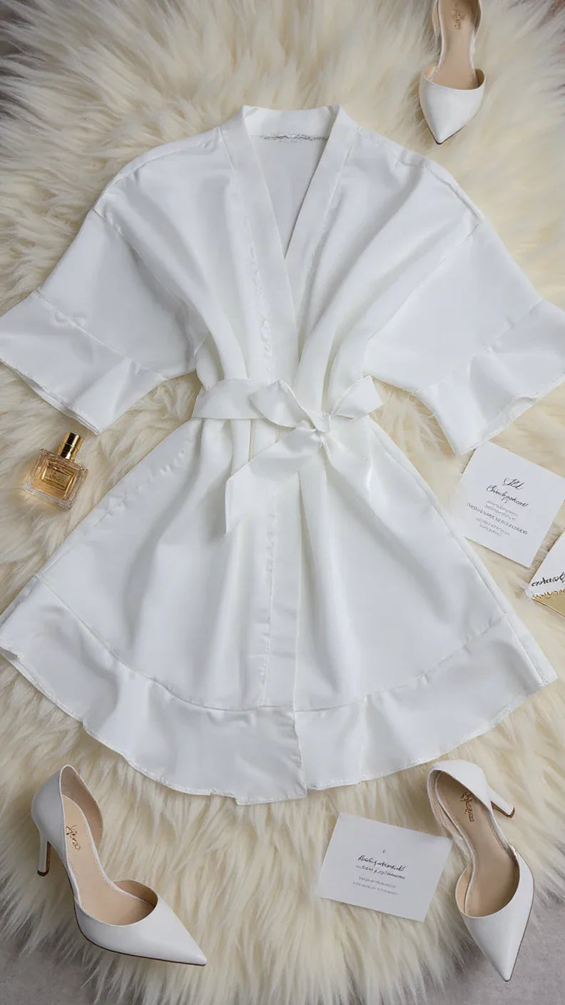 Kimono en satin à volants élégant - Justyol