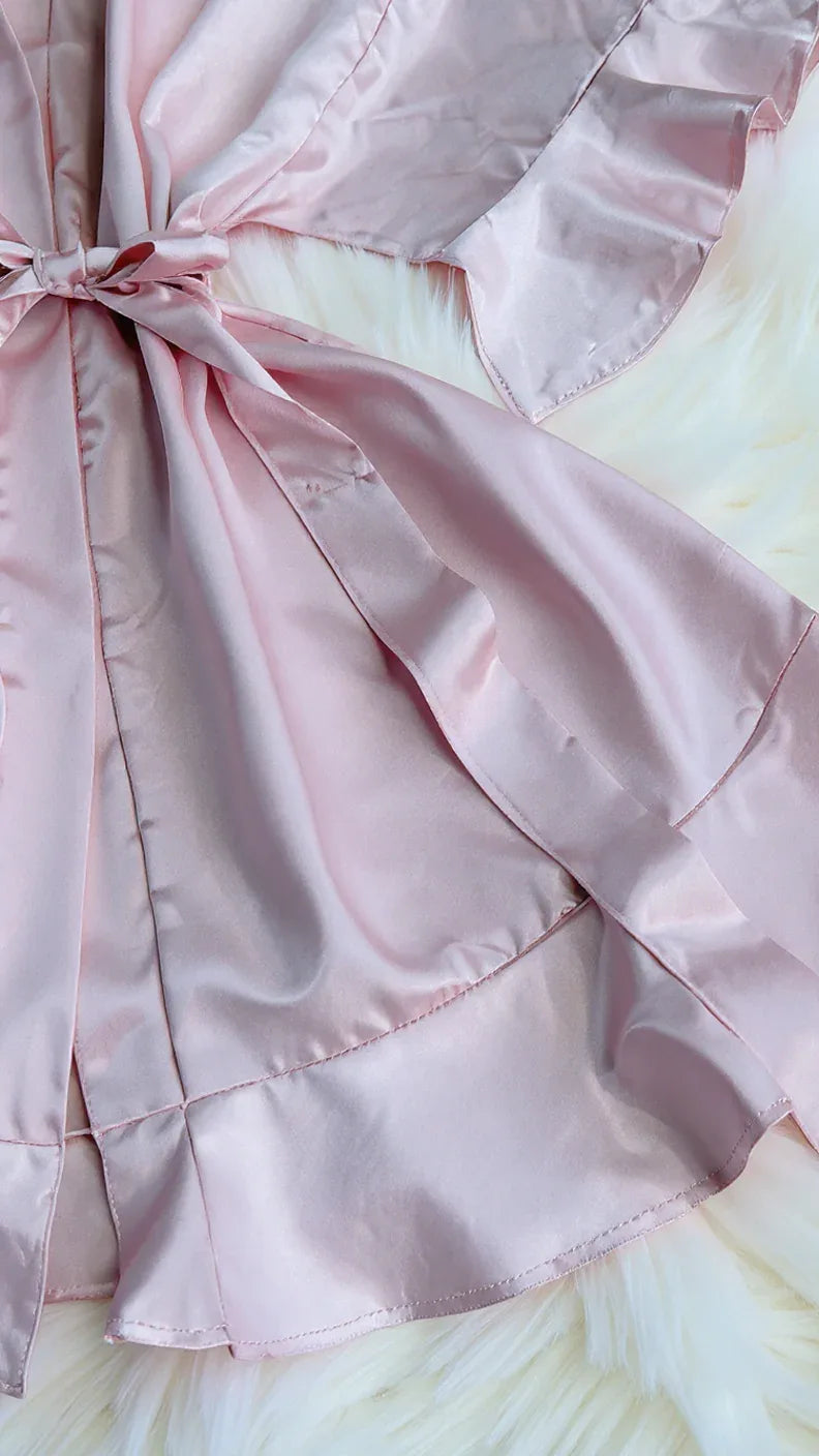 Kimono en satin à volants élégant - Justyol
