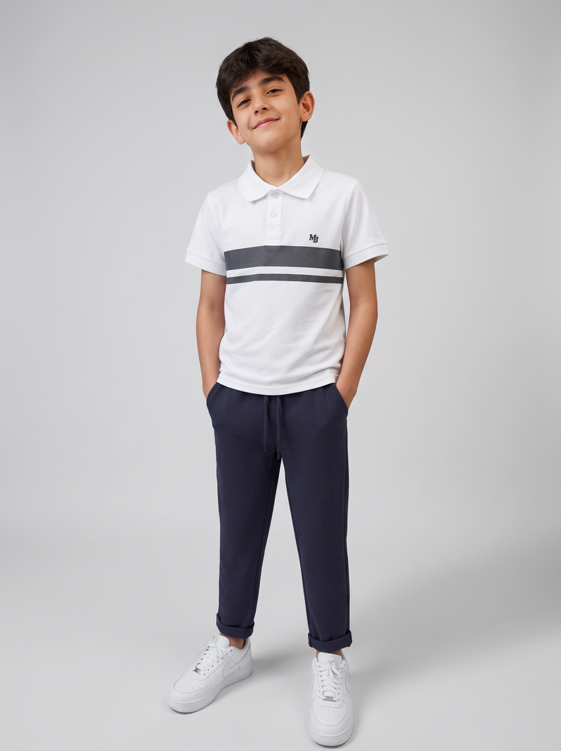 Ensemble Garçon 2 Pièces Polo Rayé et Pantalon Jogger