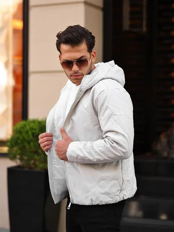 Veste homme en cuir synthétique mat avec capuche - Justyol