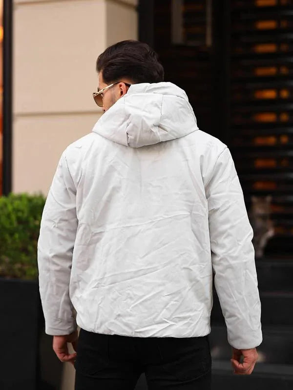 Veste homme en cuir synthétique mat avec capuche - Justyol