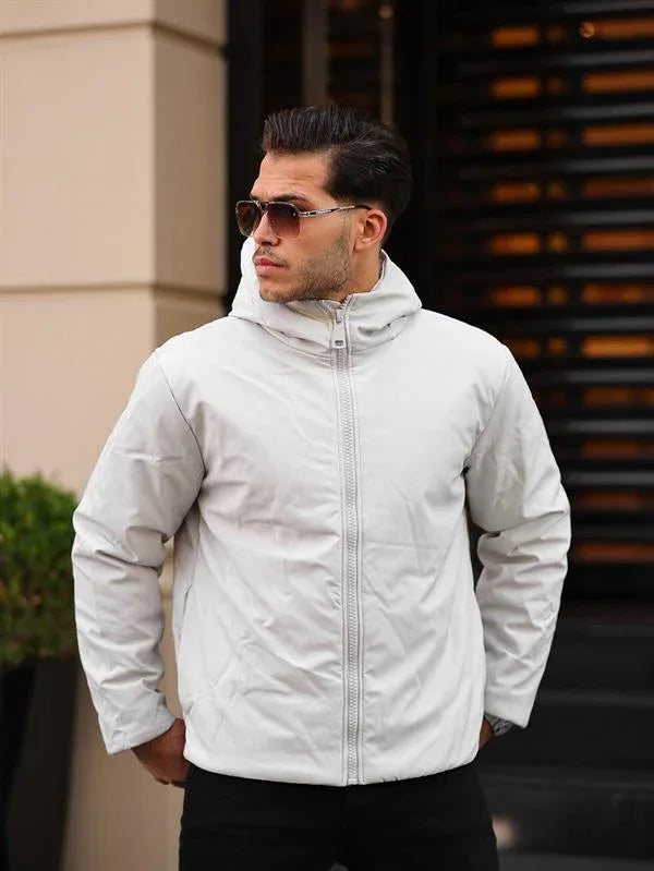 Veste homme en cuir synthétique mat avec capuche - Justyol