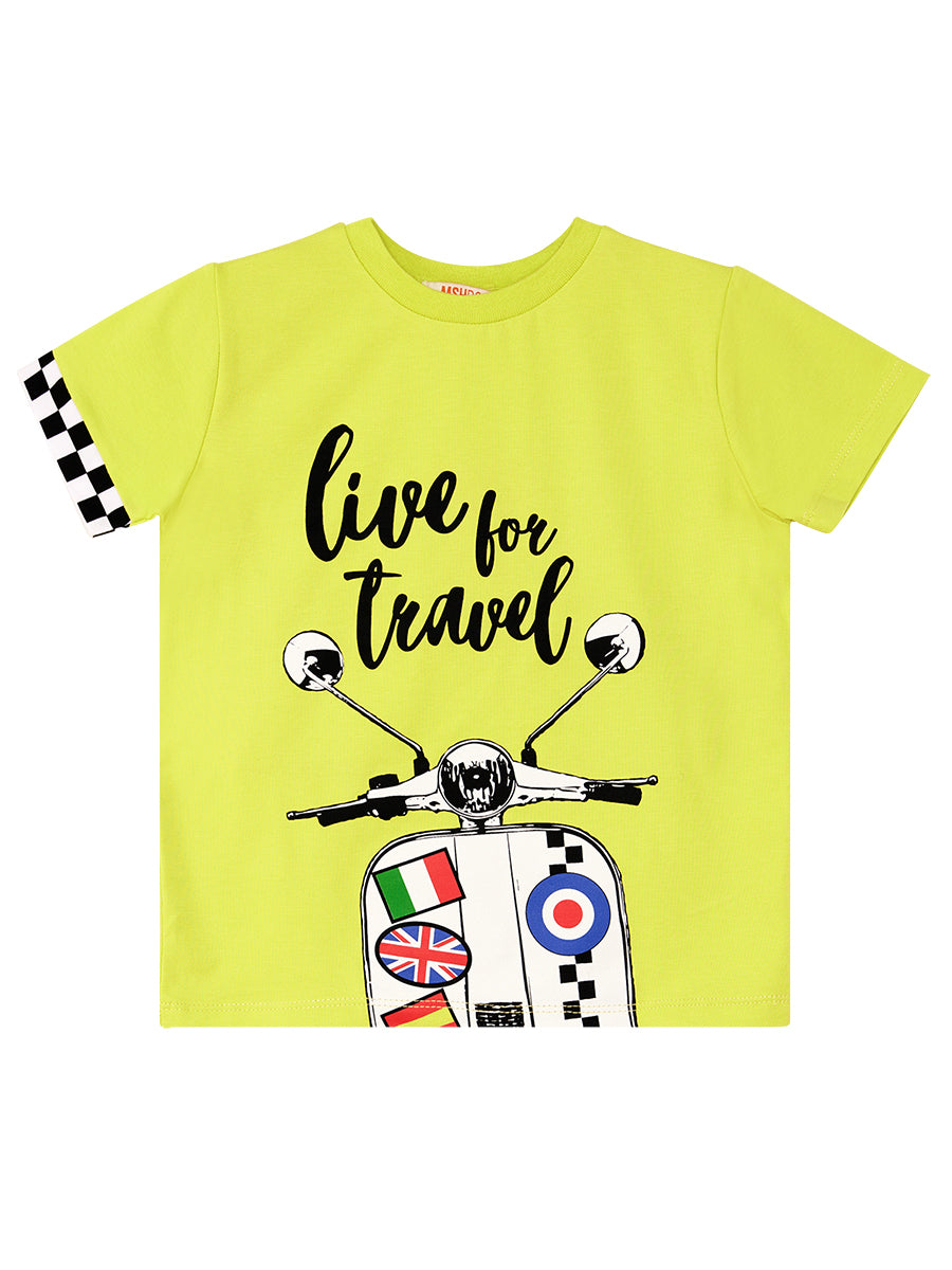 Ensemble garçon 2 pièces t-shirt imprimé moto et short cargo – Style et confort