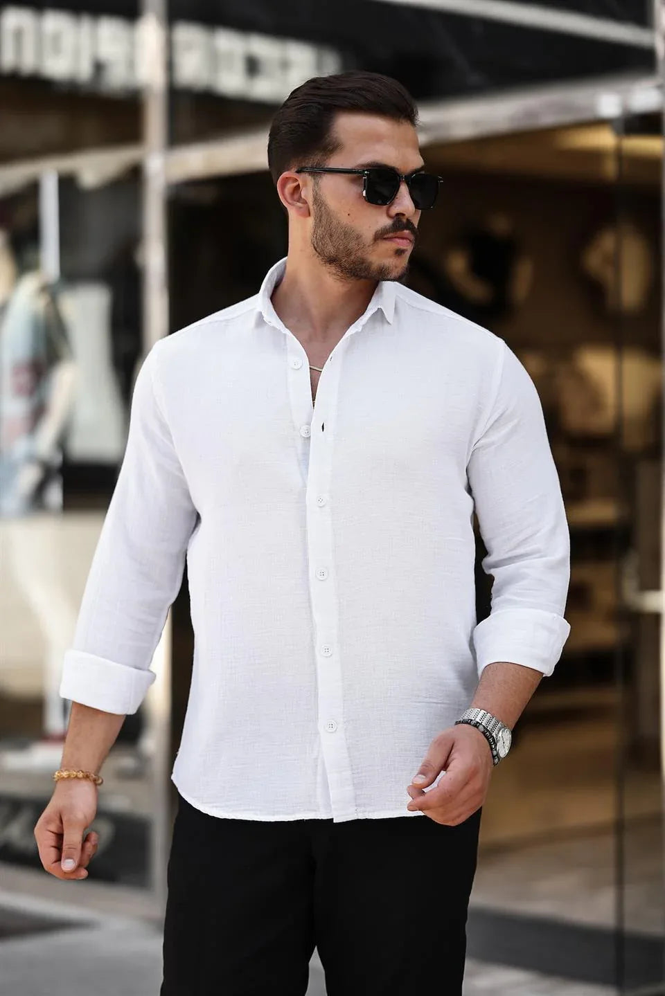 chemise homme mousseline coton respirante manches longues - Justyol
