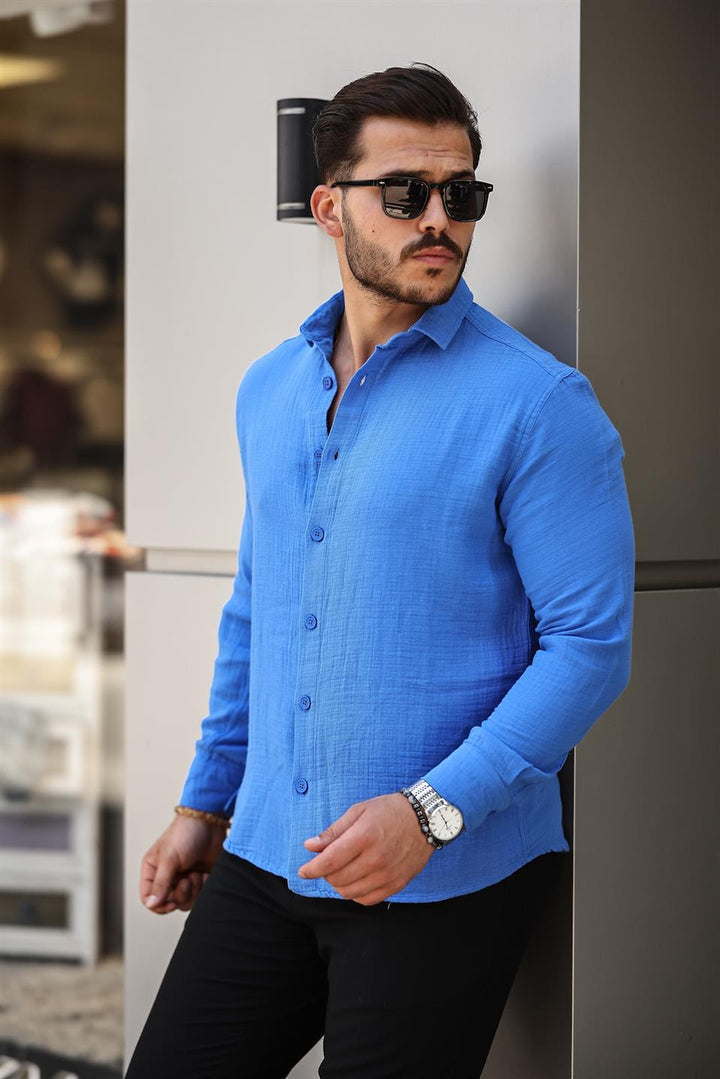 chemise homme mousseline coton respirante manches longues