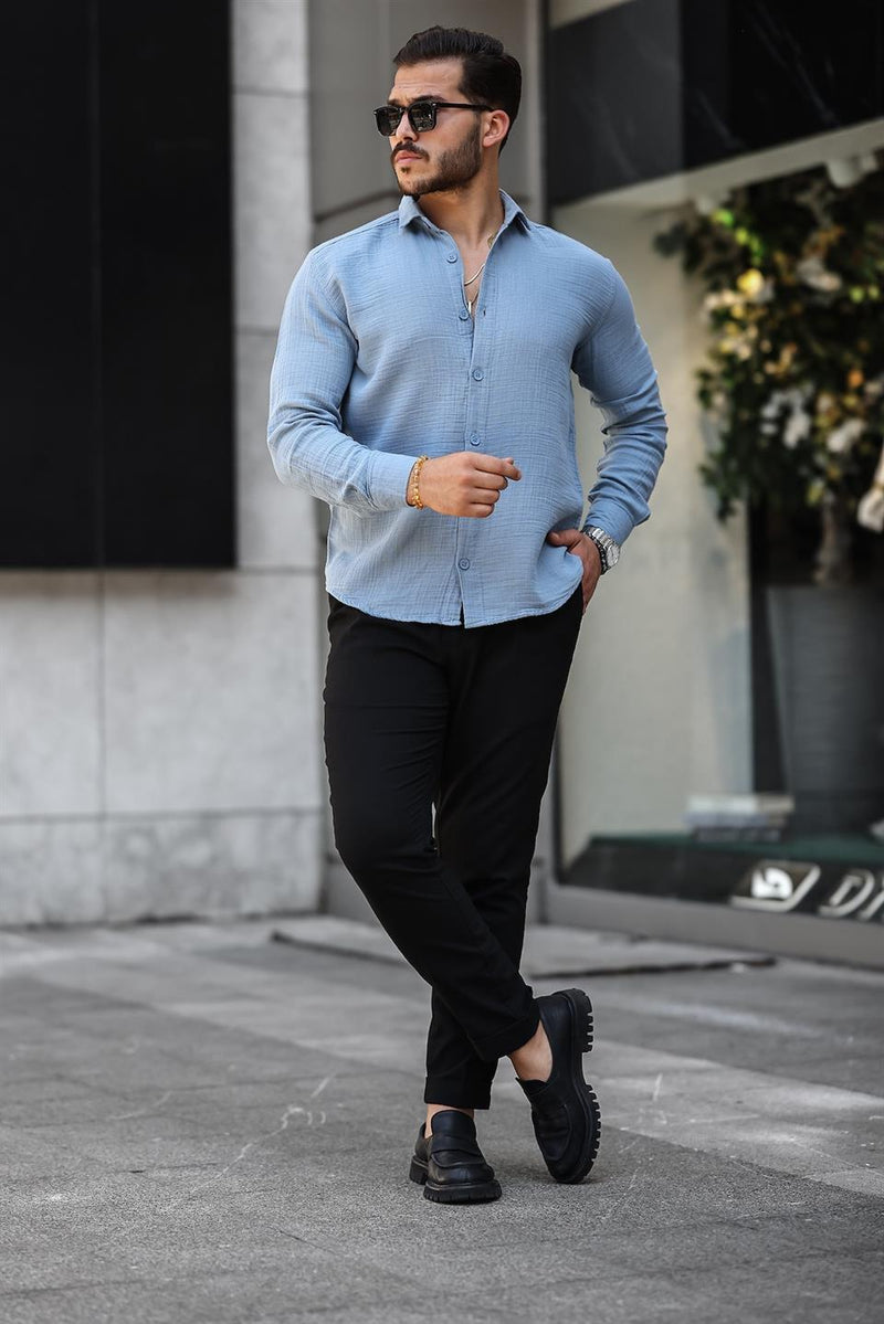 chemise homme mousseline coton respirante manches longues