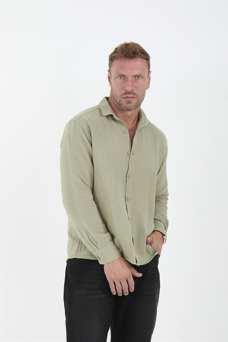 chemise homme mousseline coton respirante manches longues