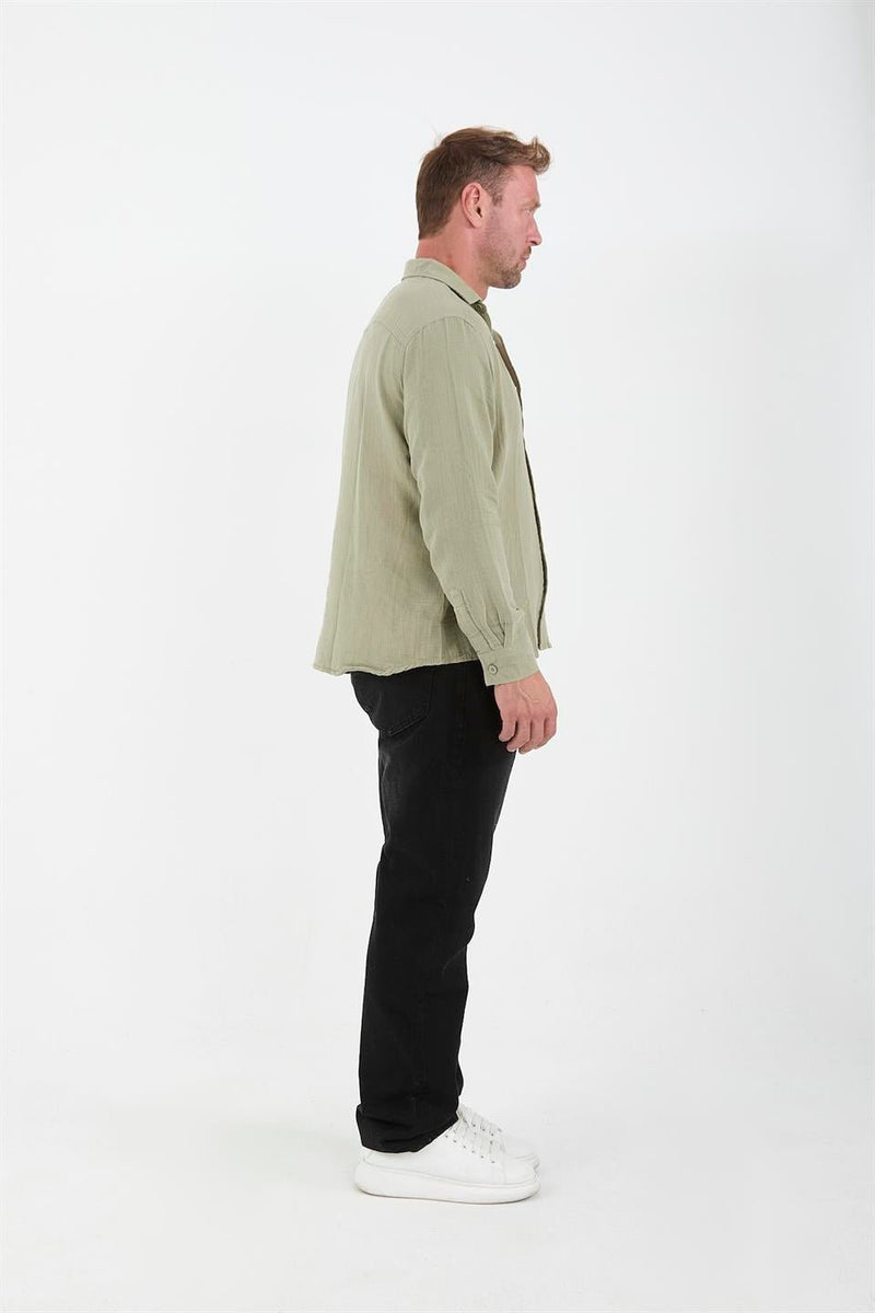 chemise homme mousseline coton respirante manches longues