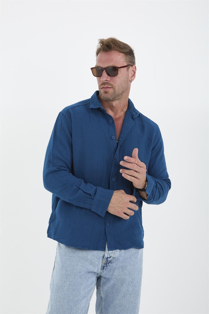 chemise homme mousseline coton respirante manches longues