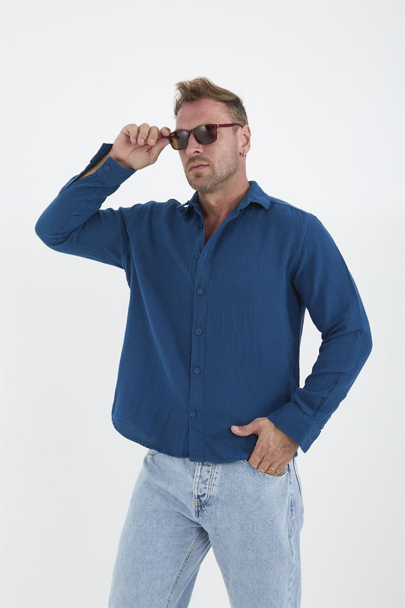 chemise homme mousseline coton respirante manches longues