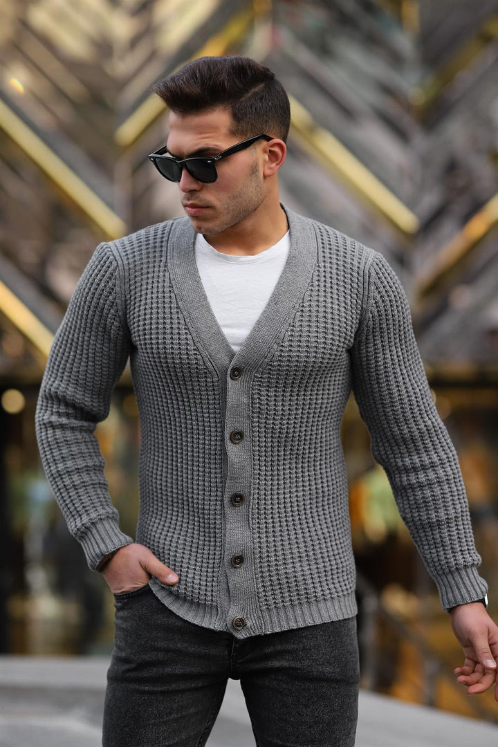 Gilet Homme à Boutons en Tricot à Cordon Nopenli
