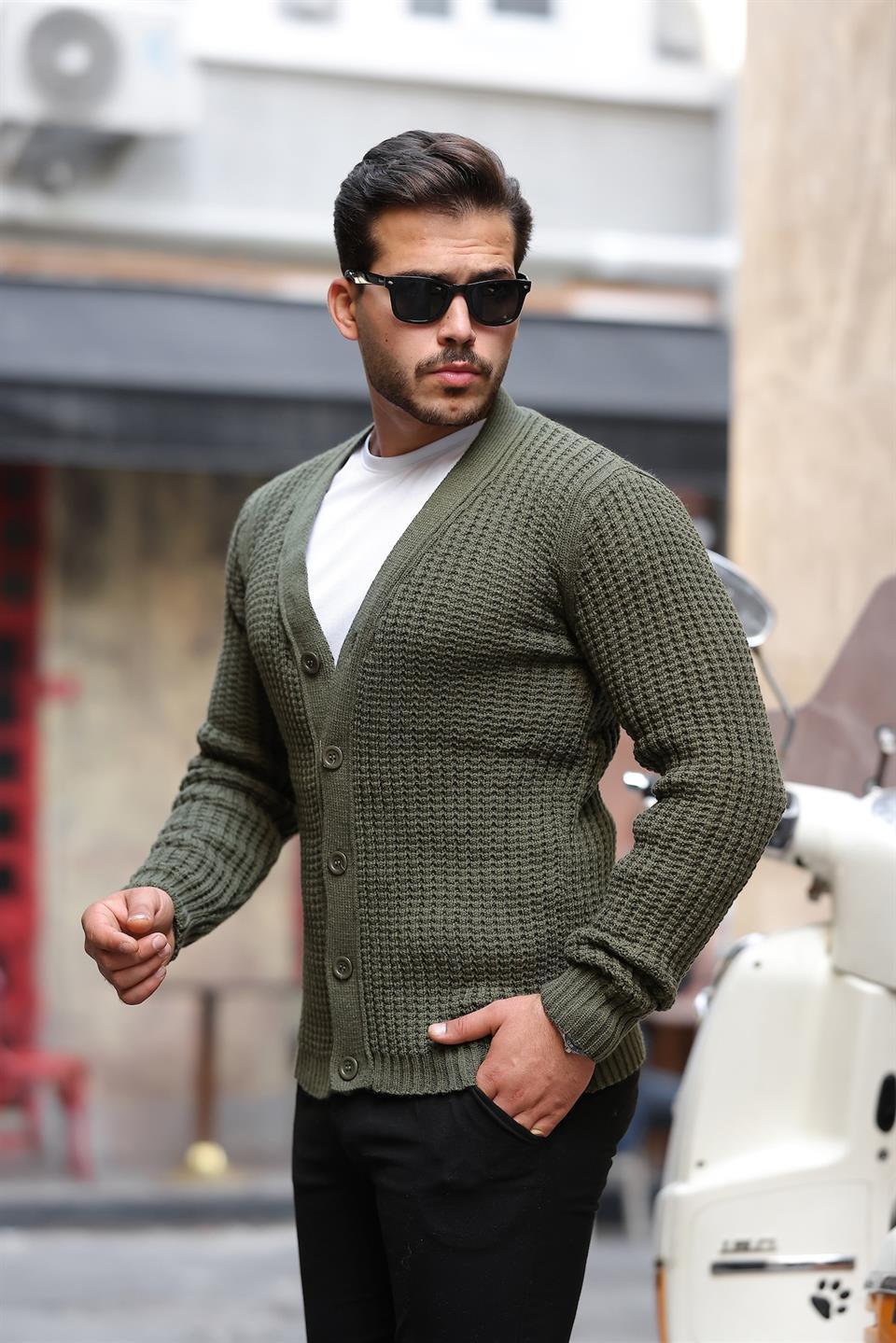 Gilet Homme à Boutons en Tricot à Cordon Nopenli - Justyol