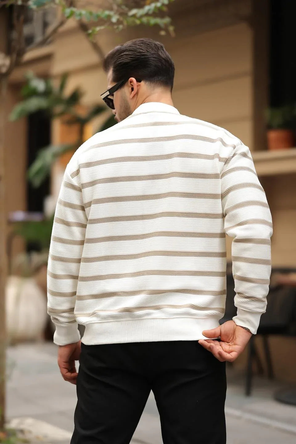 Gilet Homme Oversize à Rayures avec Boutons - Justyol
