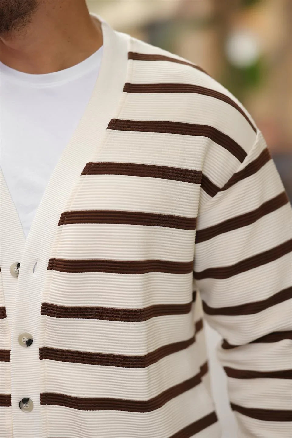 Gilet Homme Oversize à Rayures avec Boutons - Justyol