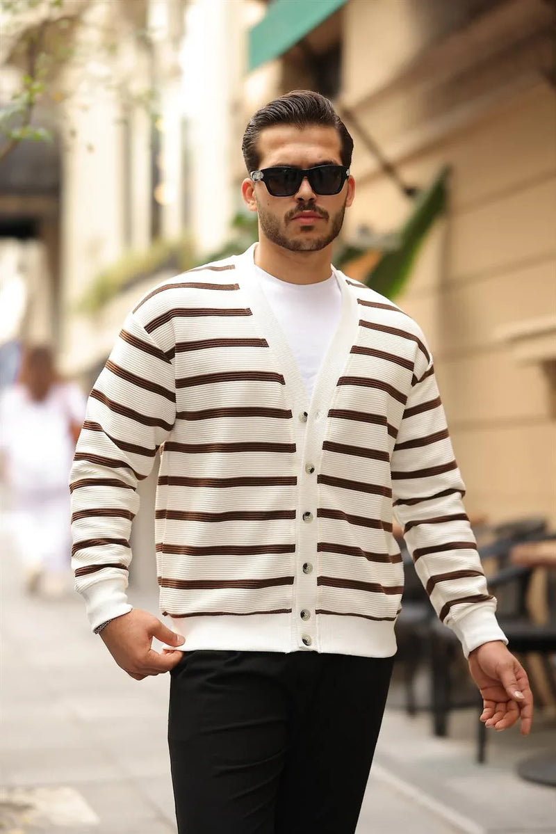 Gilet Homme Oversize à Rayures avec Boutons