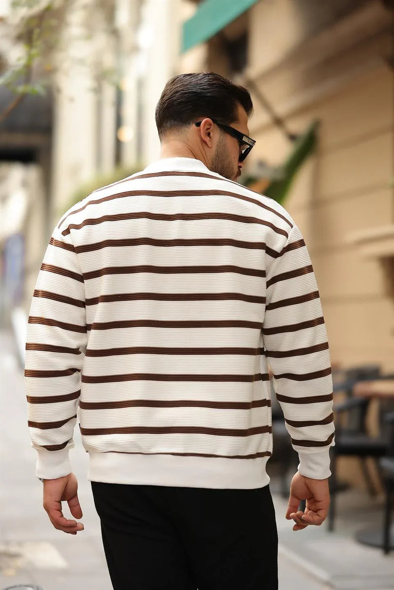 Gilet Homme Oversize à Rayures avec Boutons