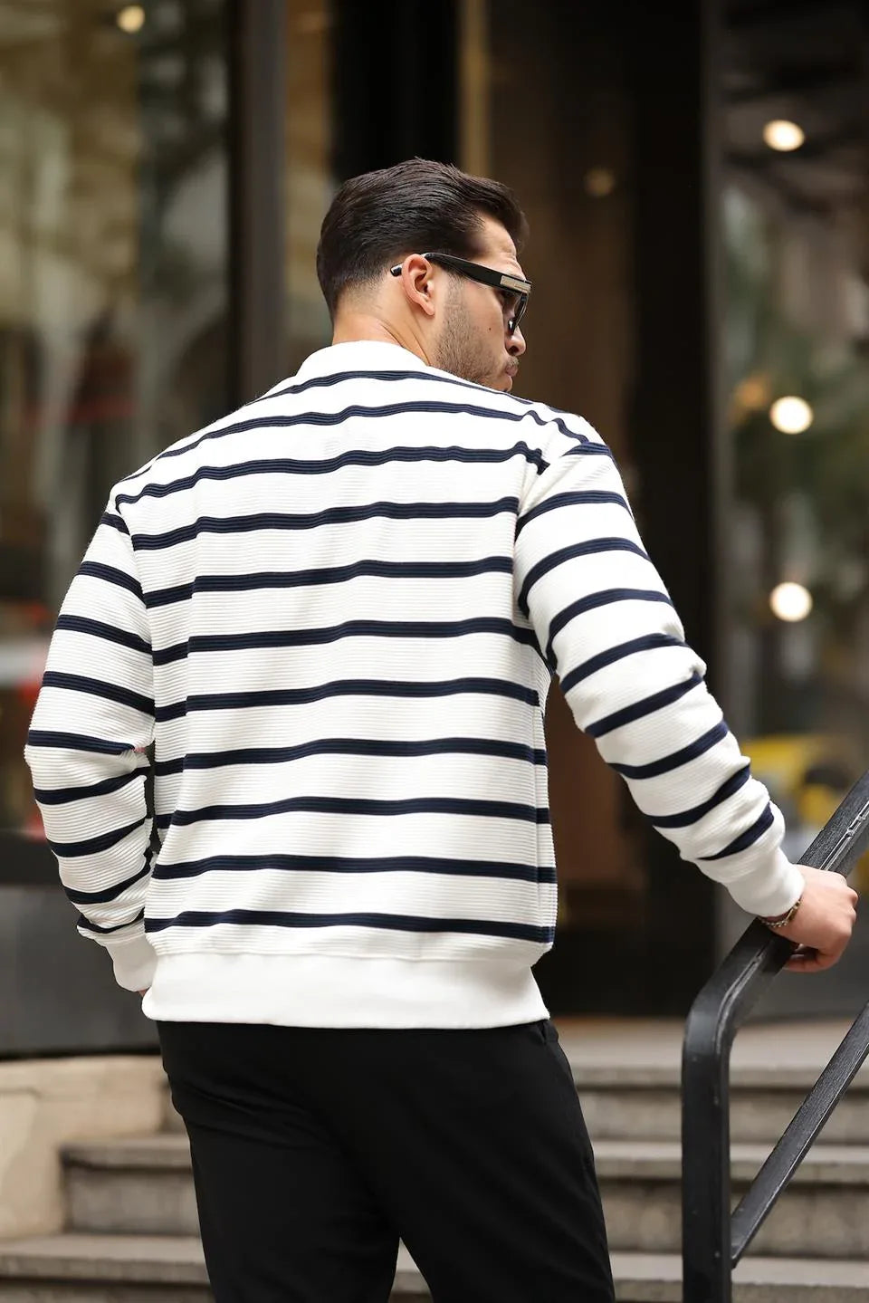 Gilet Homme Oversize à Rayures avec Boutons - Justyol