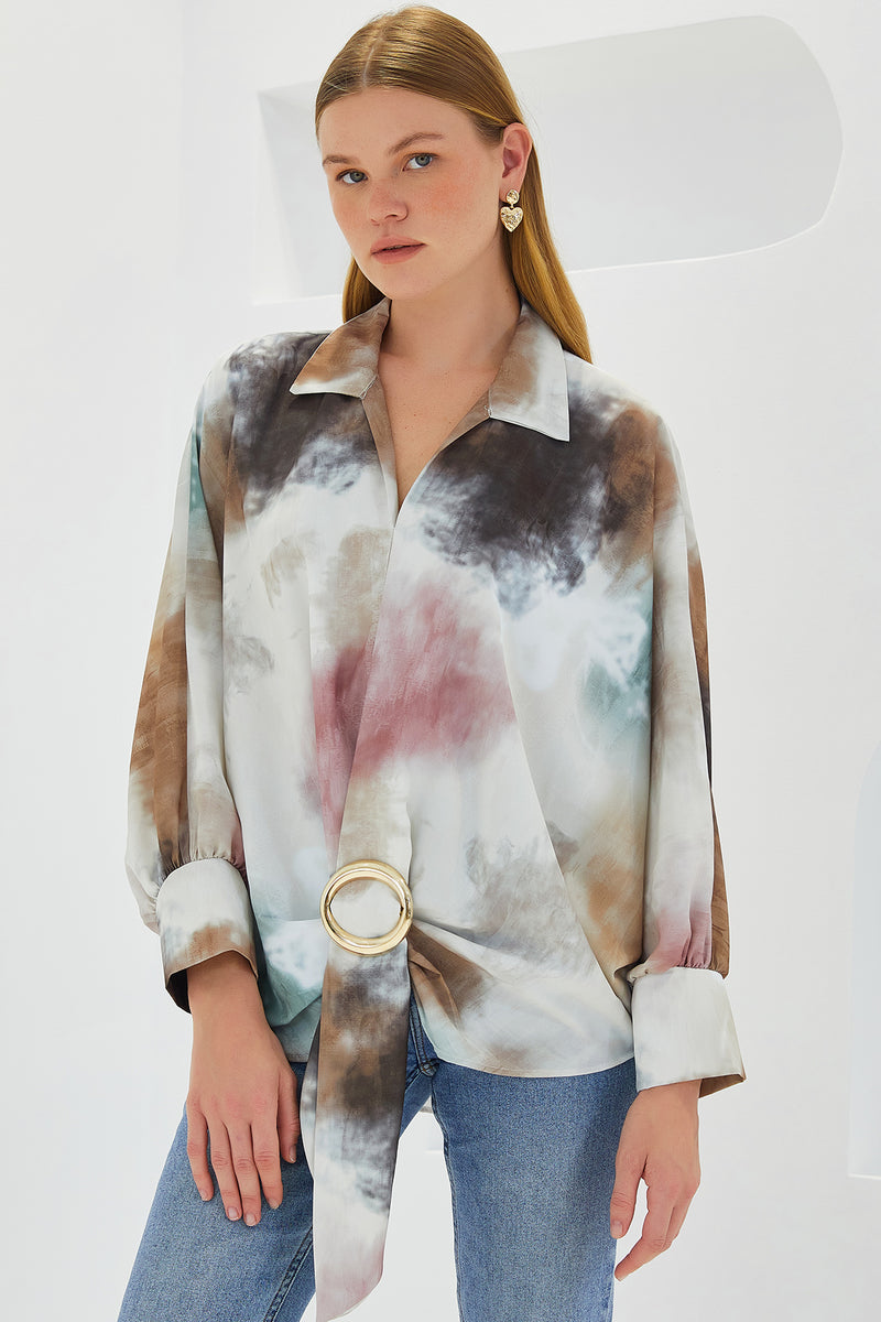 907 Chemise Satin Oversize Femme Écru Fluide Chic