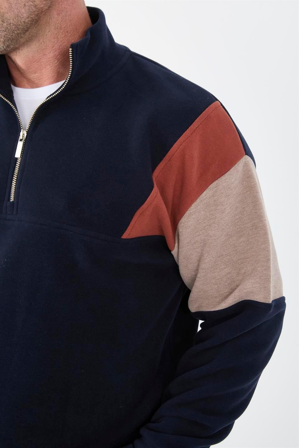 Sweatshirt Homme Oversize en Tricot Selanik avec Détails en Garniture sur les Manches - Justyol