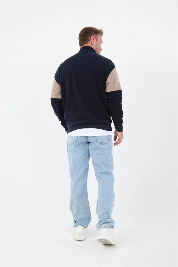 Sweatshirt Homme Oversize en Tricot Selanik avec Détails en Garniture sur les Manches - Justyol