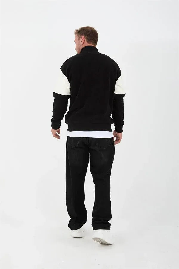 Sweatshirt Homme Oversize en Tricot Selanik avec Détails en Garniture sur les Manches