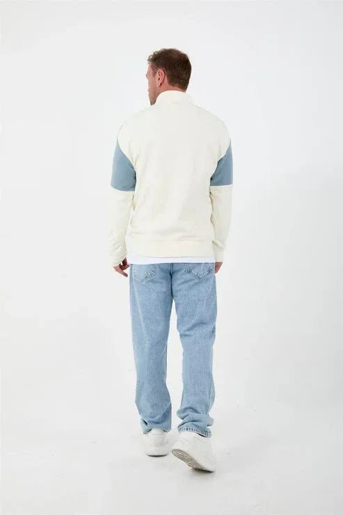 Sweatshirt Homme Oversize en Tricot Selanik avec Détails en Garniture sur les Manches