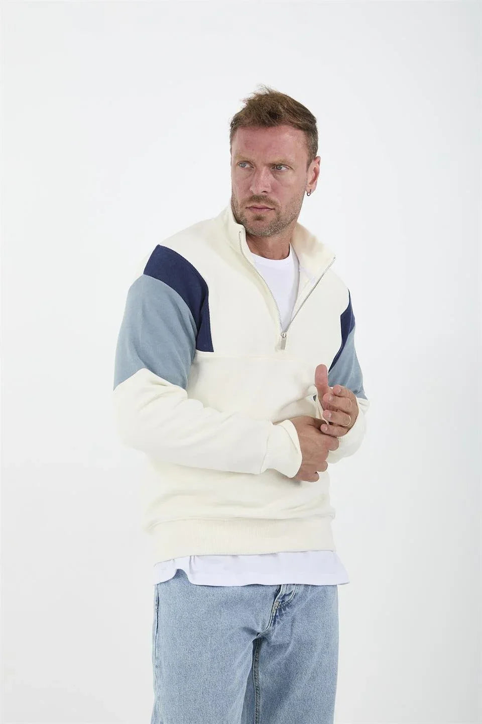 Sweatshirt Homme Oversize en Tricot Selanik avec Détails en Garniture sur les Manches - Justyol
