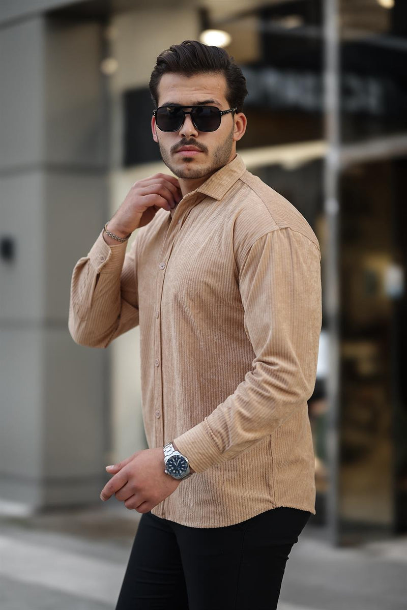 Chemise Homme Oversize en Velours Côtelé