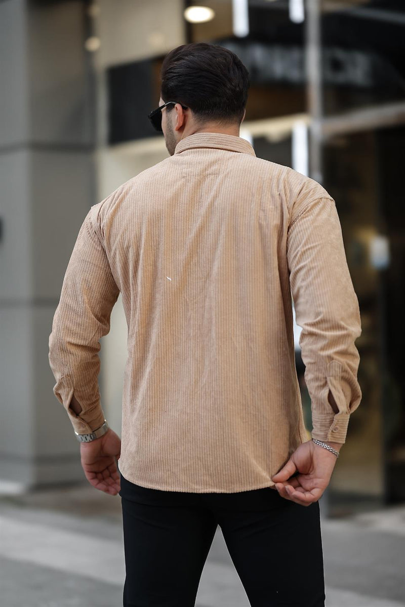 Chemise Homme Oversize en Velours Côtelé