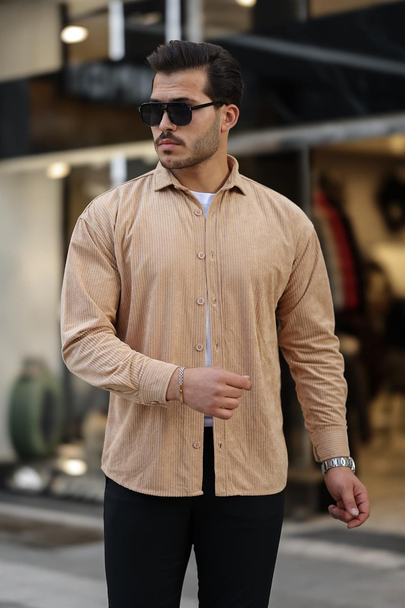 Chemise Homme Oversize en Velours Côtelé
