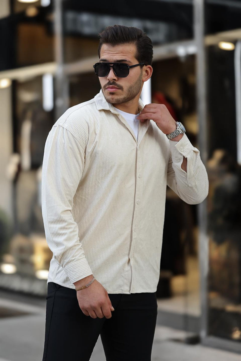 Chemise Homme Oversize en Velours Côtelé