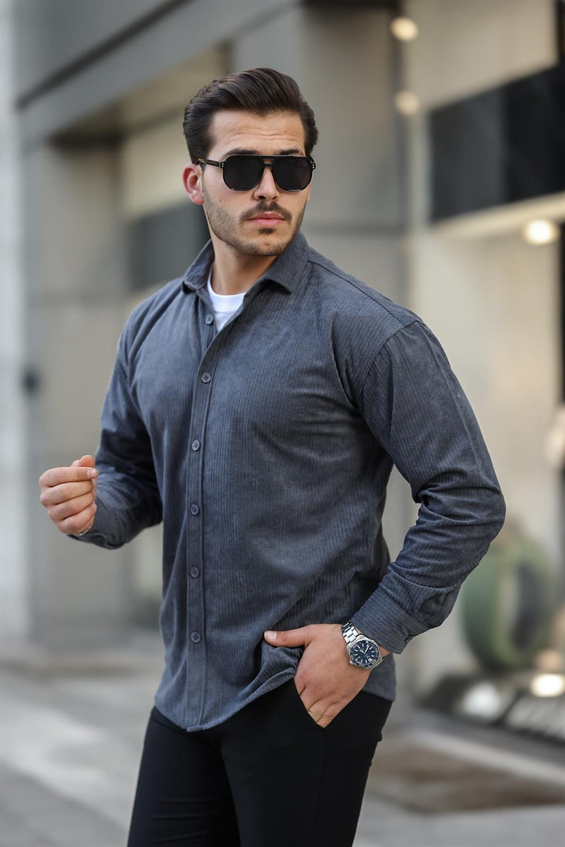 Chemise Homme Oversize en Velours Côtelé