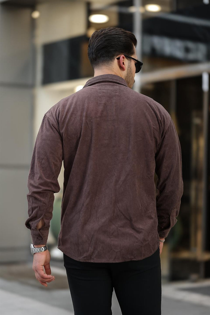 Chemise Homme Oversize en Velours Côtelé