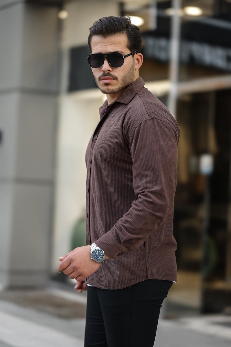 Chemise Homme Oversize en Velours Côtelé