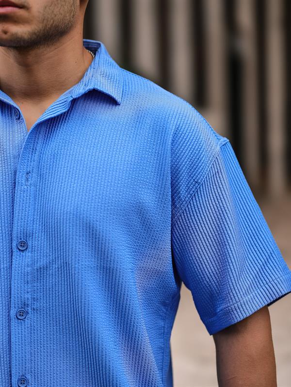 Chemise homme oversize côtelée manches courtes - Justyol