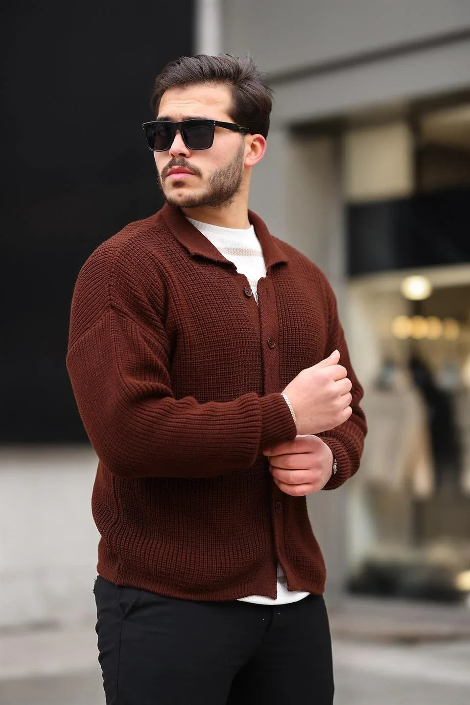 Gilet Homme Oversize en Tricot Selanik avec Boutons - Justyol