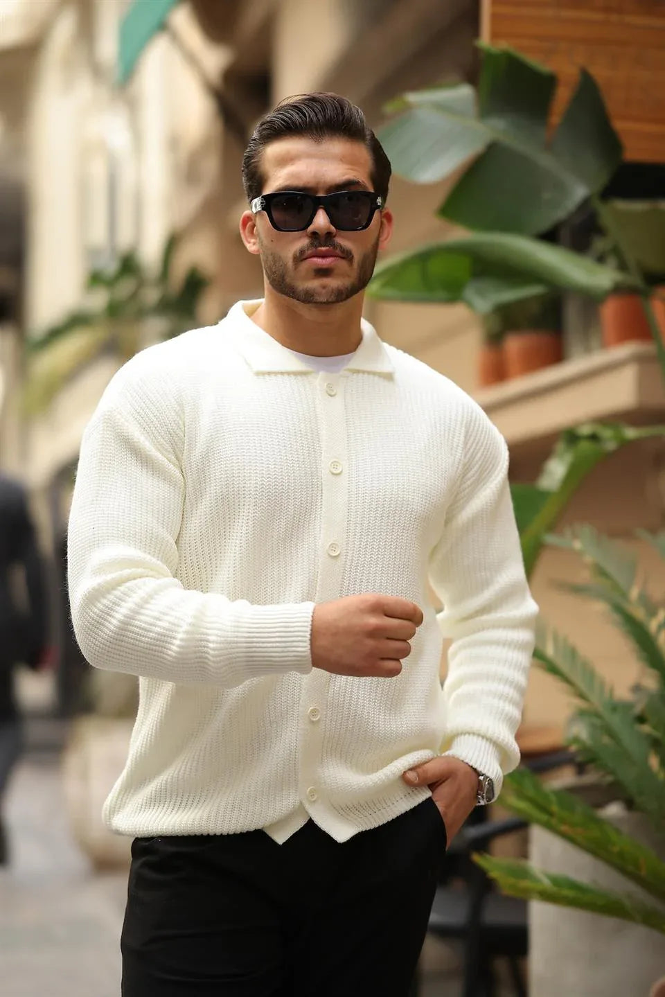 Gilet Homme Oversize en Tricot Selanik avec Boutons - Justyol