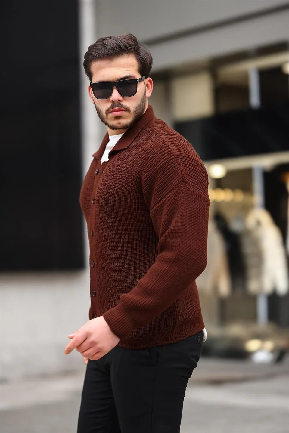 Gilet Homme Oversize en Tricot Selanik avec Boutons - Justyol